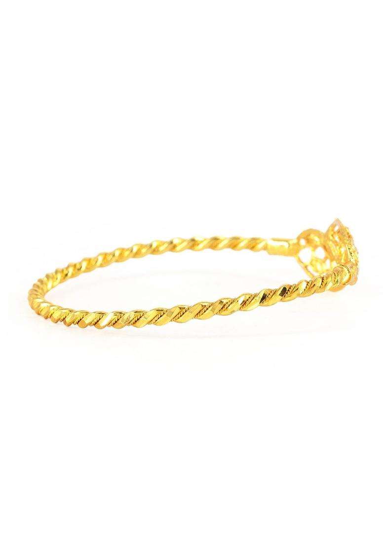 Brass Temple Gold-Plated Bangle-Style Bracelet for Women | Fusion Party & Festive Wear | Gift for Her - Indya