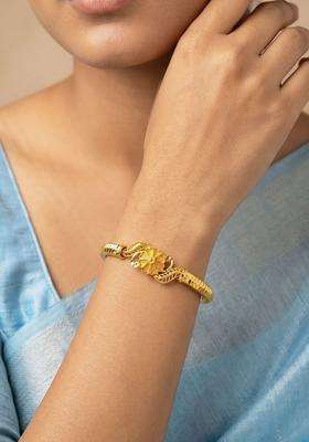 Brass Temple Gold-Plated Bangle-Style Bracelet for Women | Fusion Party & Festive Wear | Gift for Her