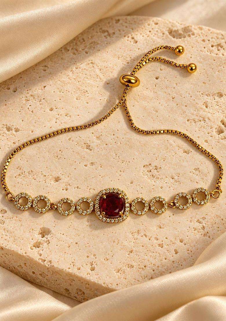 Brass American Diamond Temple Gold-Plated Wraparound Bracelet for Women | Stylish Party & Everyday Wear | Gift for Her - Indya