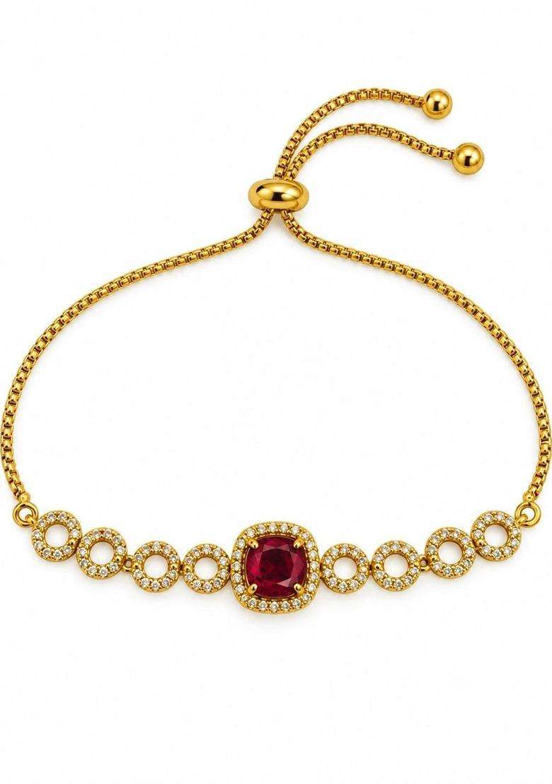 Brass American Diamond Temple Gold-Plated Wraparound Bracelet for Women | Stylish Party & Everyday Wear | Gift for Her - Indya