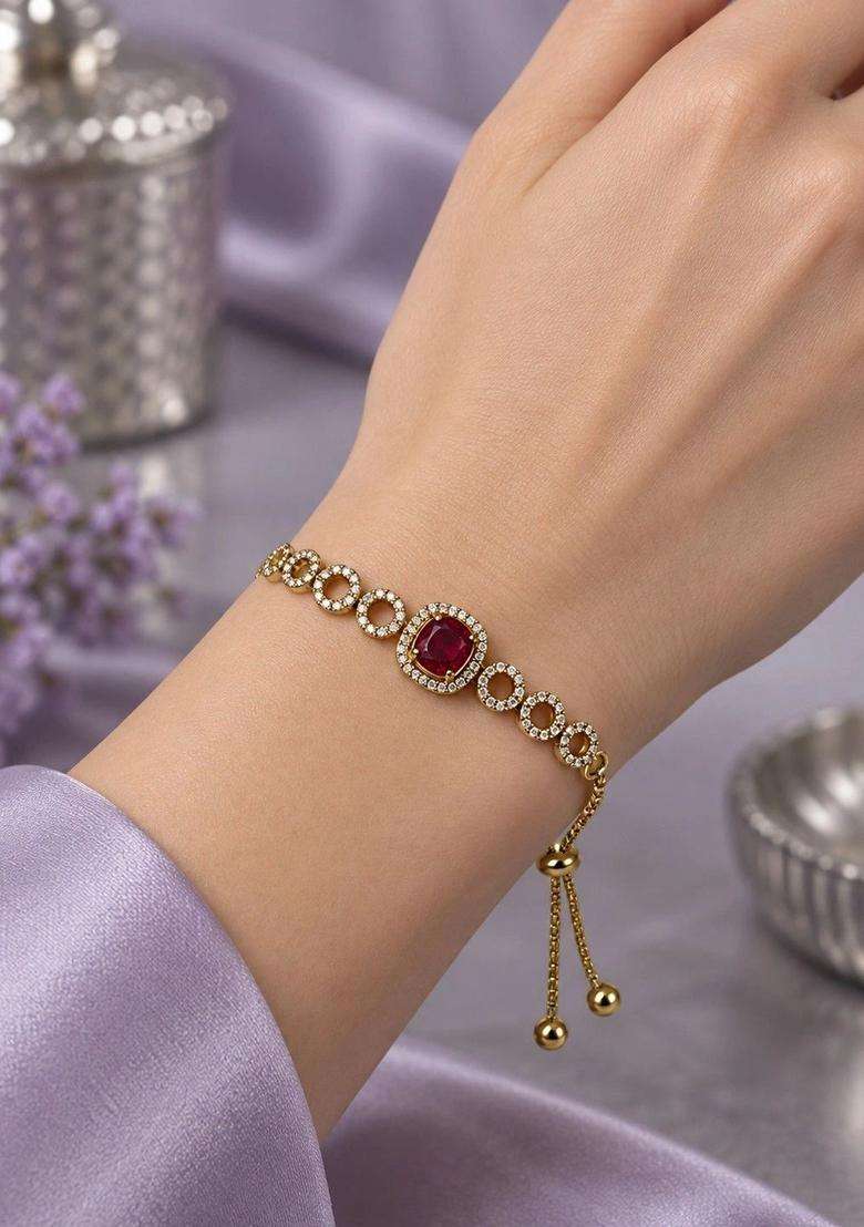 Brass American Diamond Temple Gold-Plated Wraparound Bracelet for Women | Stylish Party & Everyday Wear | Gift for Her - Indya