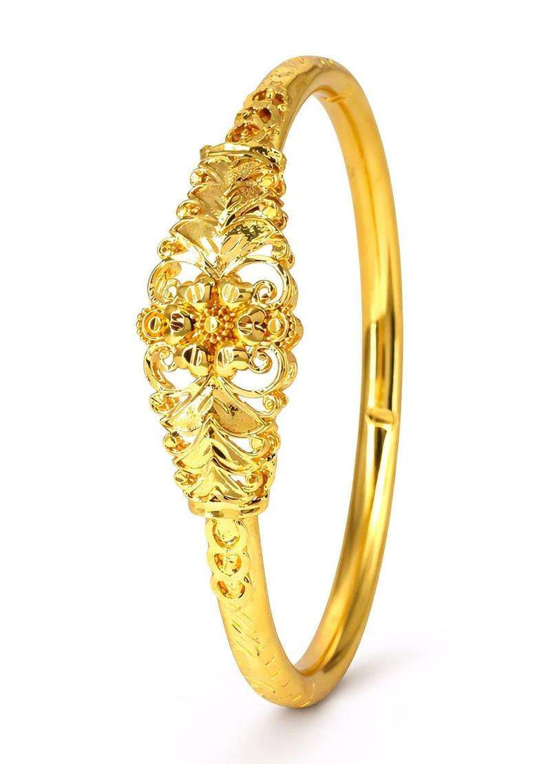 Brass Temple Gold-Plated Bangle-Style Bracelet for Women | Fusion Party & Festive Wear | Gift for Her - Indya
