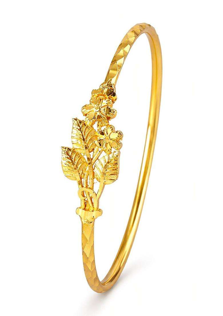 Brass Temple Gold-Plated Bangle-Style Bracelet for Women | Fusion Party & Festive Wear | Gift for Her - Indya