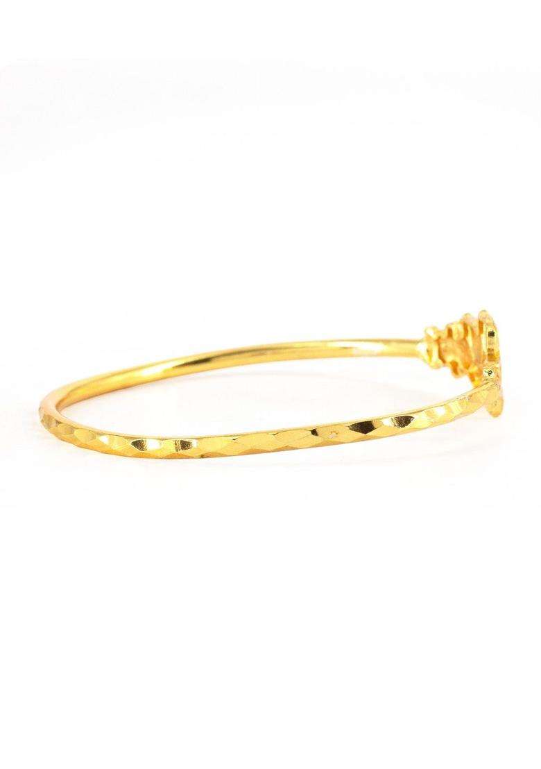Brass Temple Gold-Plated Bangle-Style Bracelet for Women | Fusion Party & Festive Wear | Gift for Her - Indya