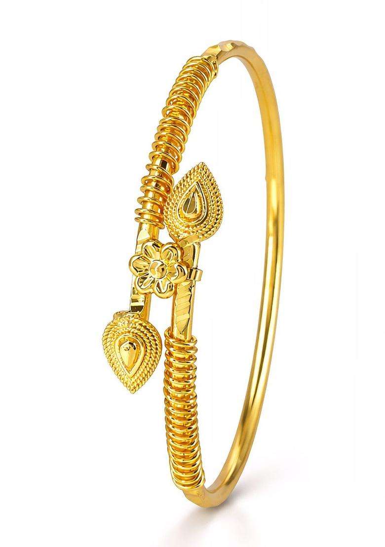 Brass Temple Gold-Plated Bangle-Style Bracelet for Women | Fusion Party & Festive Wear | Gift for Her - Indya