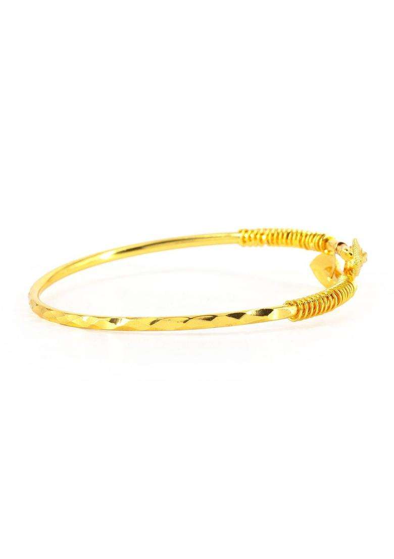 Brass Temple Gold-Plated Bangle-Style Bracelet for Women | Fusion Party & Festive Wear | Gift for Her - Indya
