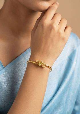 Brass Temple Gold-Plated Bangle-Style Bracelet for Women | Fusion Party & Festive Wear | Gift for Her