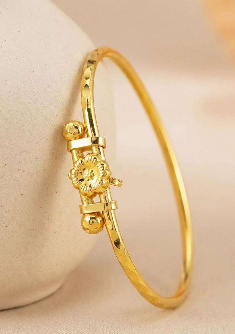 Brass Temple Gold-Plated Bangle-Style Bracelet for Women | Fusion Party & Festive Wear | Gift for Her - Indya