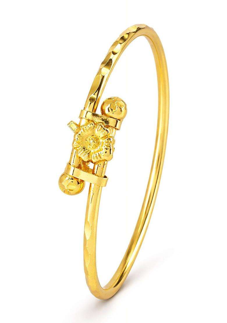 Brass Temple Gold-Plated Bangle-Style Bracelet for Women | Fusion Party & Festive Wear | Gift for Her - Indya