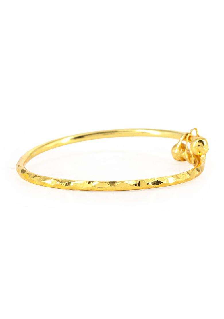 Brass Temple Gold-Plated Bangle-Style Bracelet for Women | Fusion Party & Festive Wear | Gift for Her - Indya