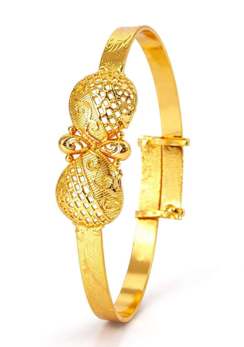 Brass Temple Gold-Plated Bangle-Style Bracelet for Women | Fusion Party & Festive Wear | Gift for Her - Indya