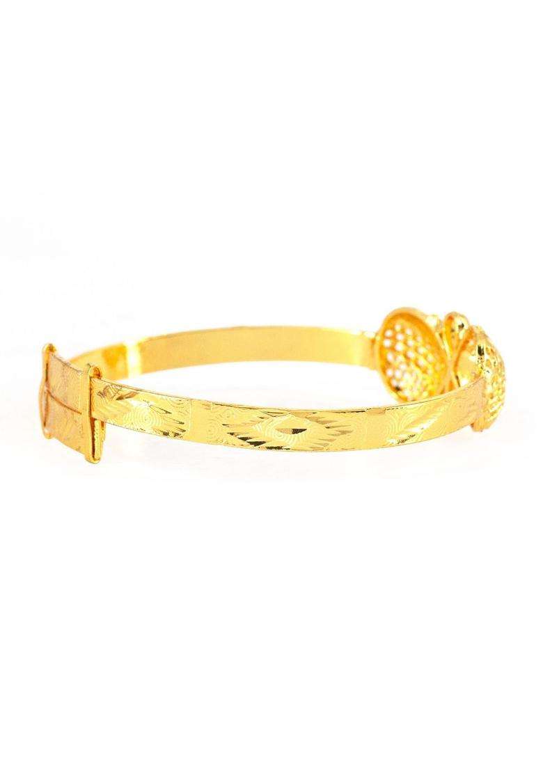 Brass Temple Gold-Plated Bangle-Style Bracelet for Women | Fusion Party & Festive Wear | Gift for Her - Indya