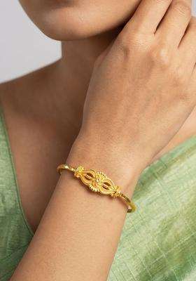 Brass Temple Gold-Plated Bangle-Style Bracelet for Women | Fusion Party & Festive Wear | Gift for Her