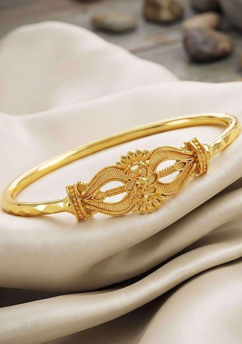 Brass Temple Gold-Plated Bangle-Style Bracelet for Women | Fusion Party & Festive Wear | Gift for Her - Indya