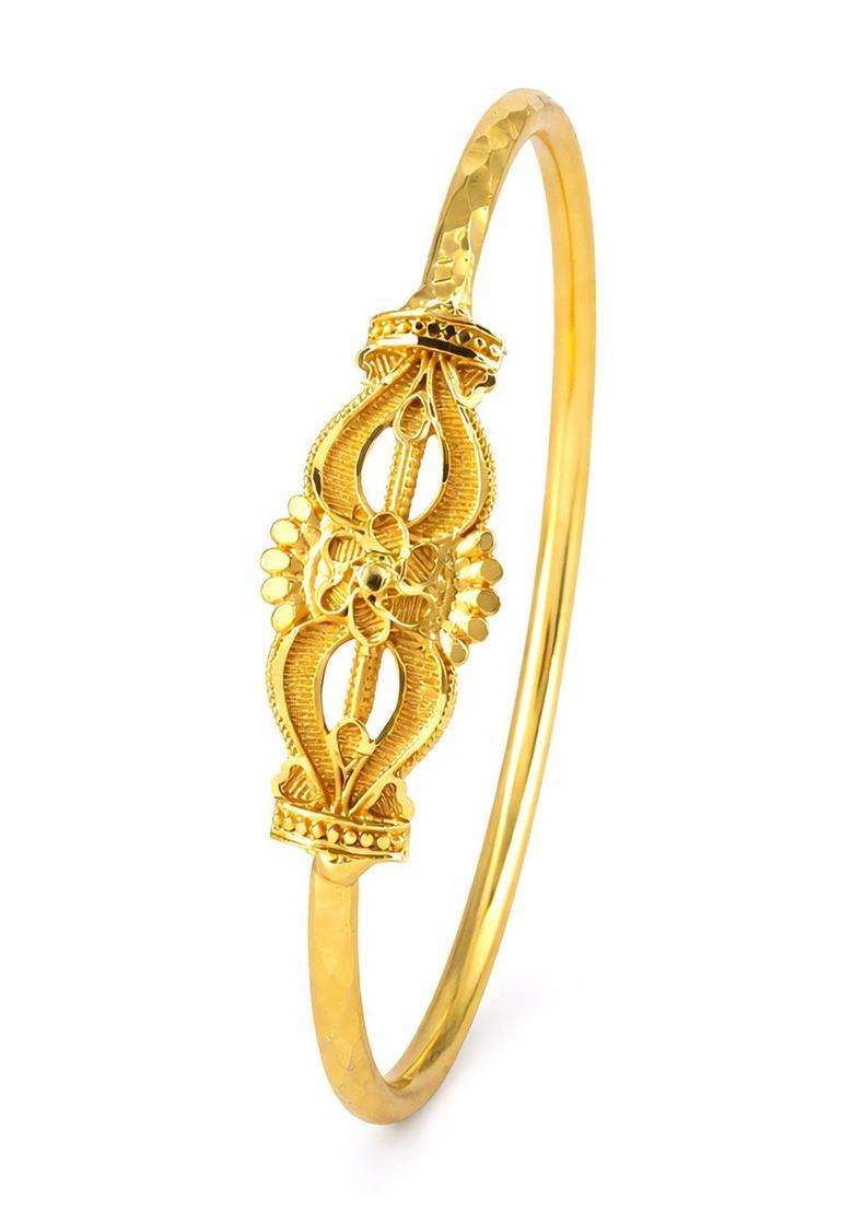 Brass Temple Gold-Plated Bangle-Style Bracelet for Women | Fusion Party & Festive Wear | Gift for Her - Indya