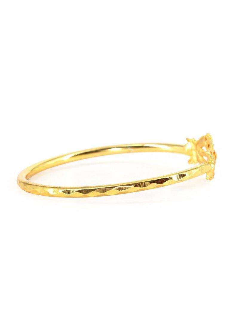 Brass Temple Gold-Plated Bangle-Style Bracelet for Women | Fusion Party & Festive Wear | Gift for Her - Indya