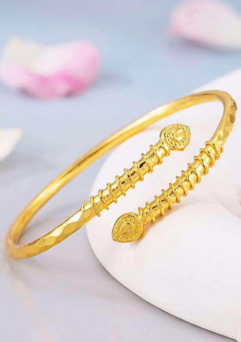 Brass Temple Gold-Plated Bangle-Style Bracelet for Women | Fusion Party & Festive Wear | Gift for Her - Indya