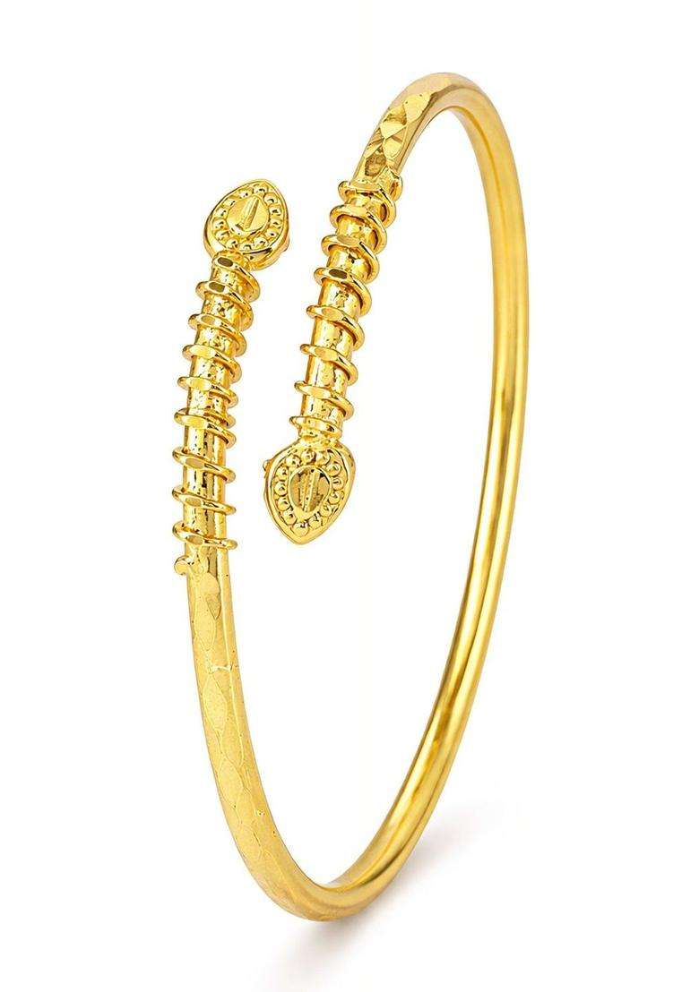 Brass Temple Gold-Plated Bangle-Style Bracelet for Women | Fusion Party & Festive Wear | Gift for Her - Indya