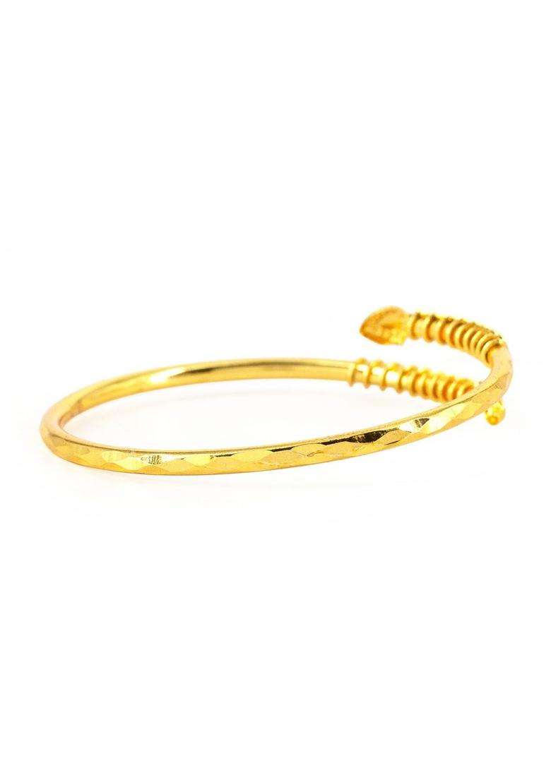 Brass Temple Gold-Plated Bangle-Style Bracelet for Women | Fusion Party & Festive Wear | Gift for Her - Indya