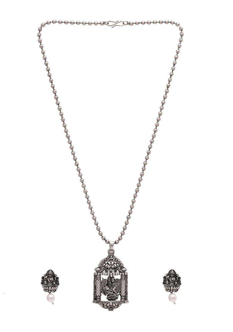 Silver-Plated Oxidized Temple Jewellery Set for Women | Stylish Party & Everyday Wear | Gift for Her - Indya