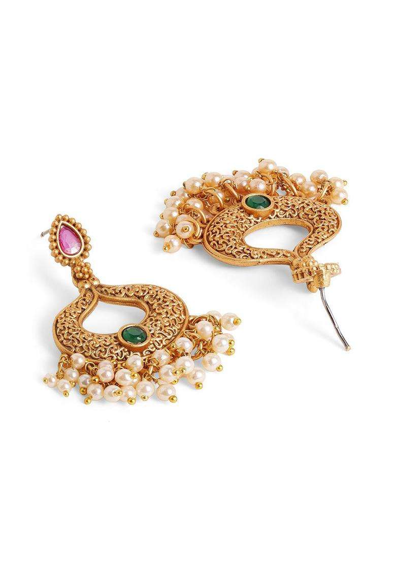 Gold-Plated Contemporary Temple Chandbalis Earrings for Women | Traditional Temple Jewellery for Wedding & Festive Wear | Gift for Her - Indya