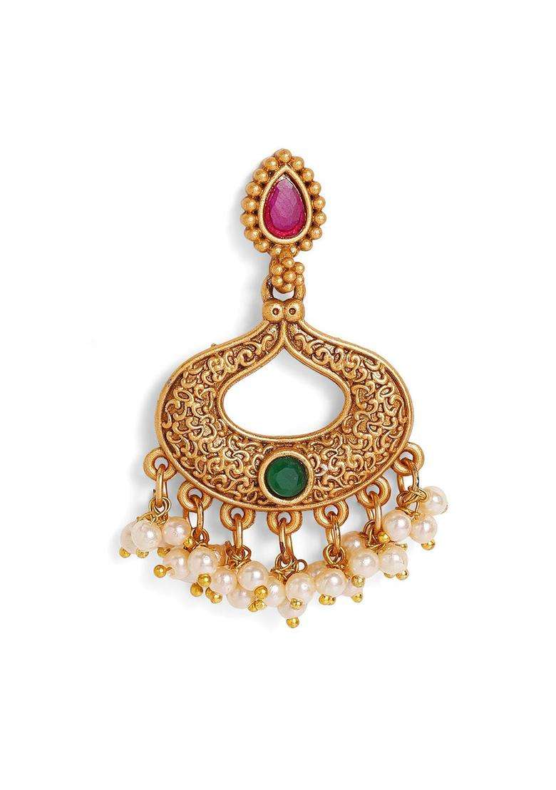 Gold-Plated Contemporary Temple Chandbalis Earrings for Women | Traditional Temple Jewellery for Wedding & Festive Wear | Gift for Her - Indya