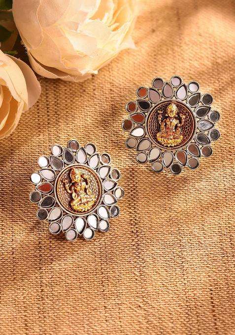 Silver-Plated Contemporary Studs Earrings for Women | Traditional Temple Jewellery for Wedding & Festive Wear | Gift for Her
