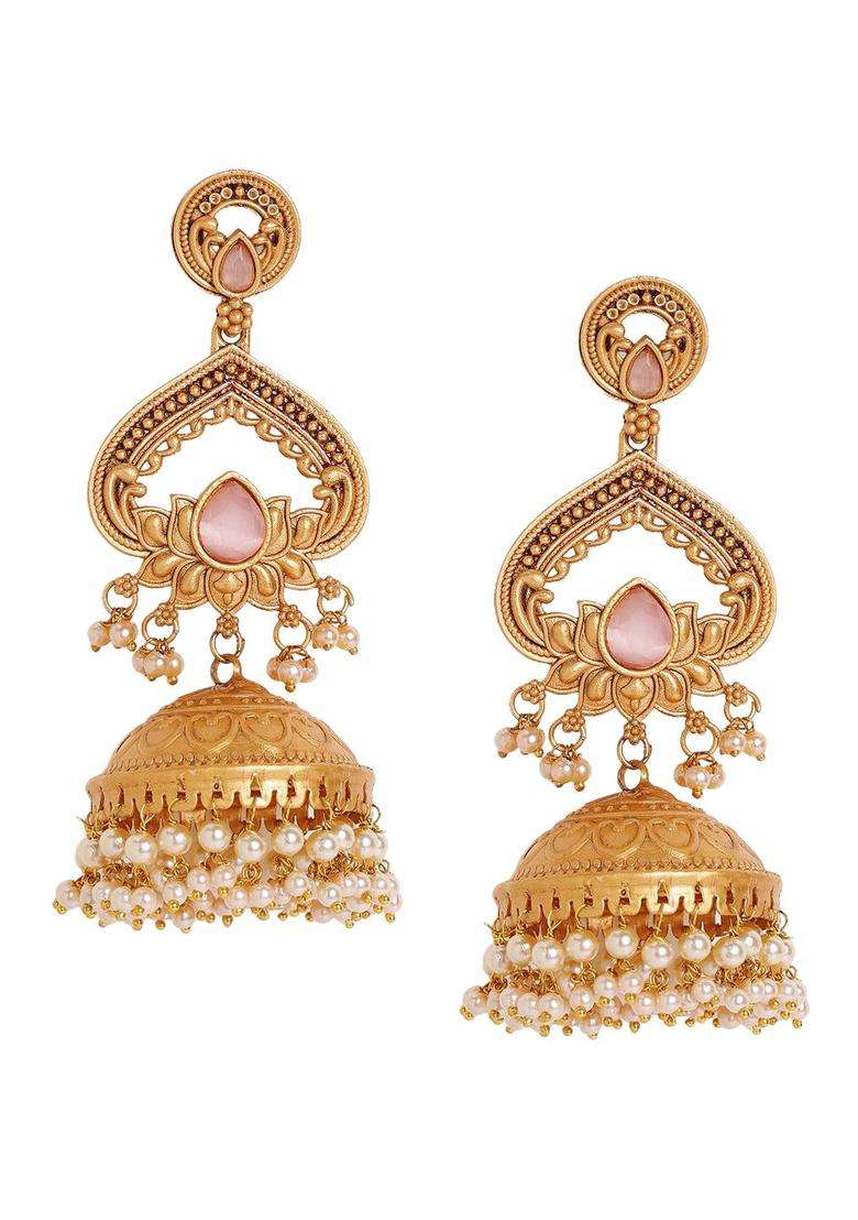 Gold-Plated Contemporary Jhumkas Earrings for Women | Traditional Temple Jewellery for Wedding & Festive Wear | Gift for Her - Indya