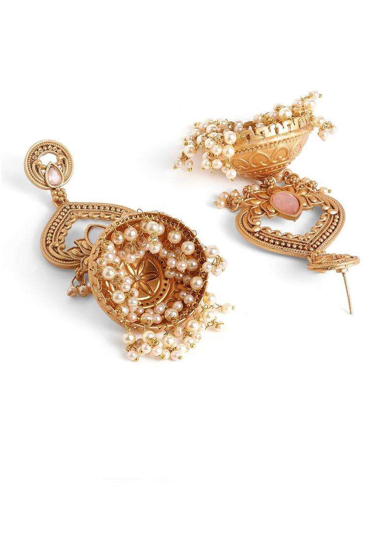 Gold-Plated Contemporary Jhumkas Earrings for Women | Traditional Temple Jewellery for Wedding & Festive Wear | Gift for Her - Indya