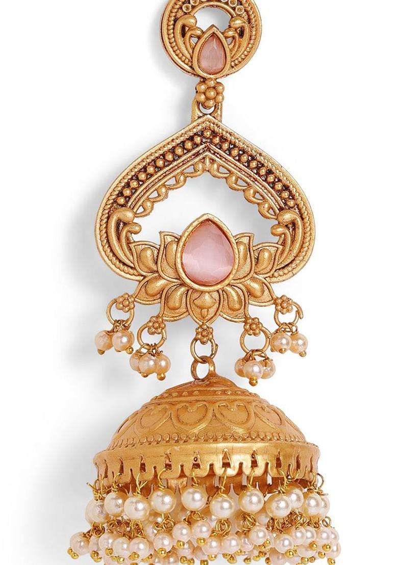 Gold-Plated Contemporary Jhumkas Earrings for Women | Traditional Temple Jewellery for Wedding & Festive Wear | Gift for Her - Indya