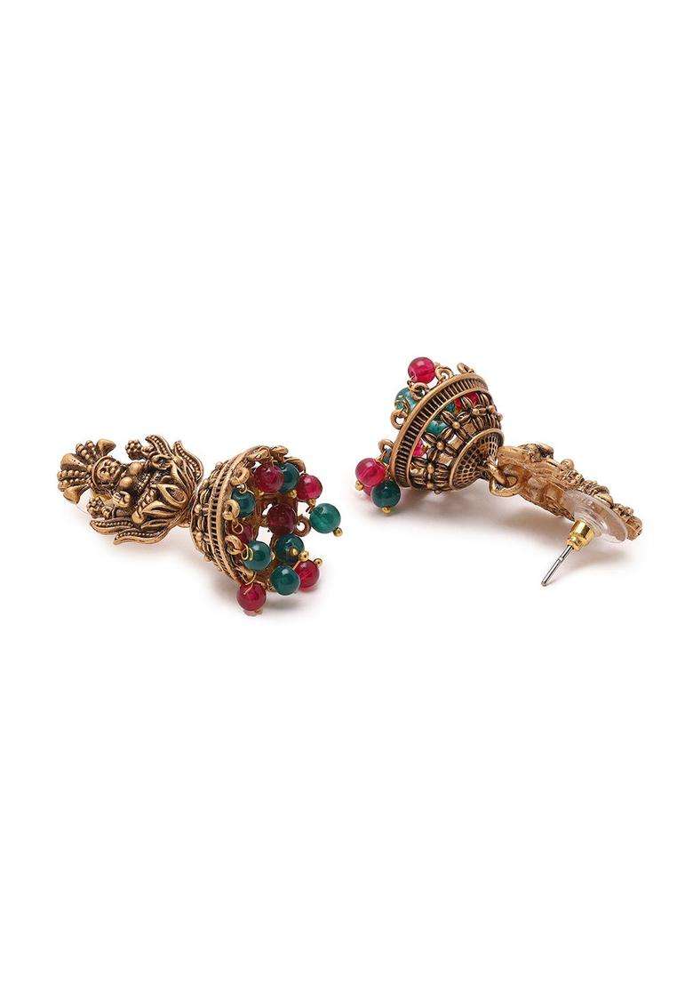 Gold-Plated Contemporary Jhumkas Temple Earrings for Women | Traditional Temple Jewellery for Wedding & Festive Wear | Gift for Her - Indya