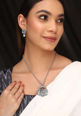 Silver-Plated Oxidized Temple Jewellery Set for Women | Stylish Party & Everyday Wear | Gift for Her