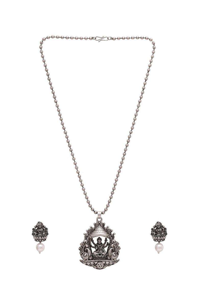 Silver-Plated Oxidized Temple Jewellery Set for Women | Stylish Party & Everyday Wear | Gift for Her - Indya