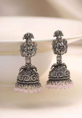 Silver-Plated Temple Jhumkas Earrings for Women | Traditional Temple Jewellery for Wedding & Festive Wear | Gift for Her