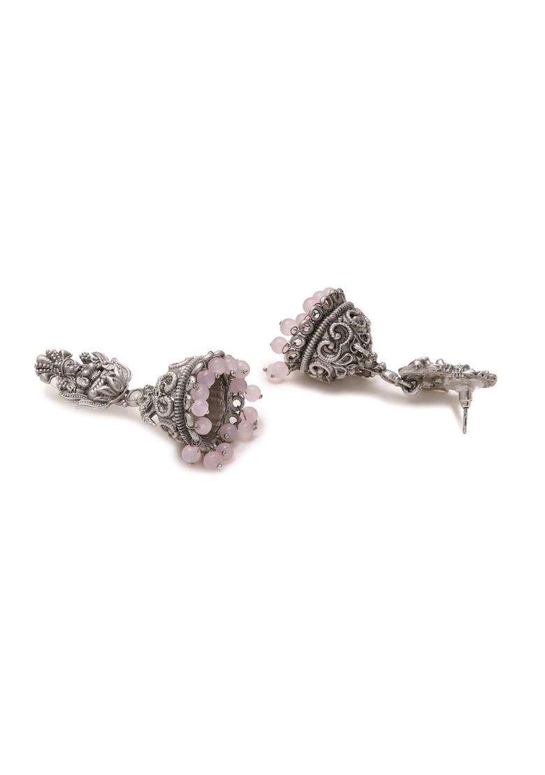 Silver-Plated Temple Jhumkas Earrings for Women | Traditional Temple Jewellery for Wedding & Festive Wear | Gift for Her - Indya