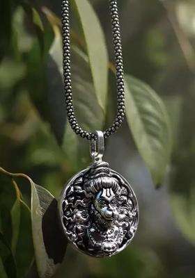 Stainless Steel Temple Pendant with Chain for Men & Women | Traditional Temple Jewellery for Wedding & Festive Wear | Festive Gift
