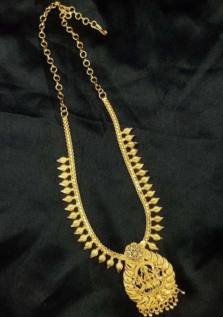 Copper Gold-Plated Temple Necklace for Women | Traditional Temple Jewellery for Wedding & Festive Wear | Gift for Her - Indya