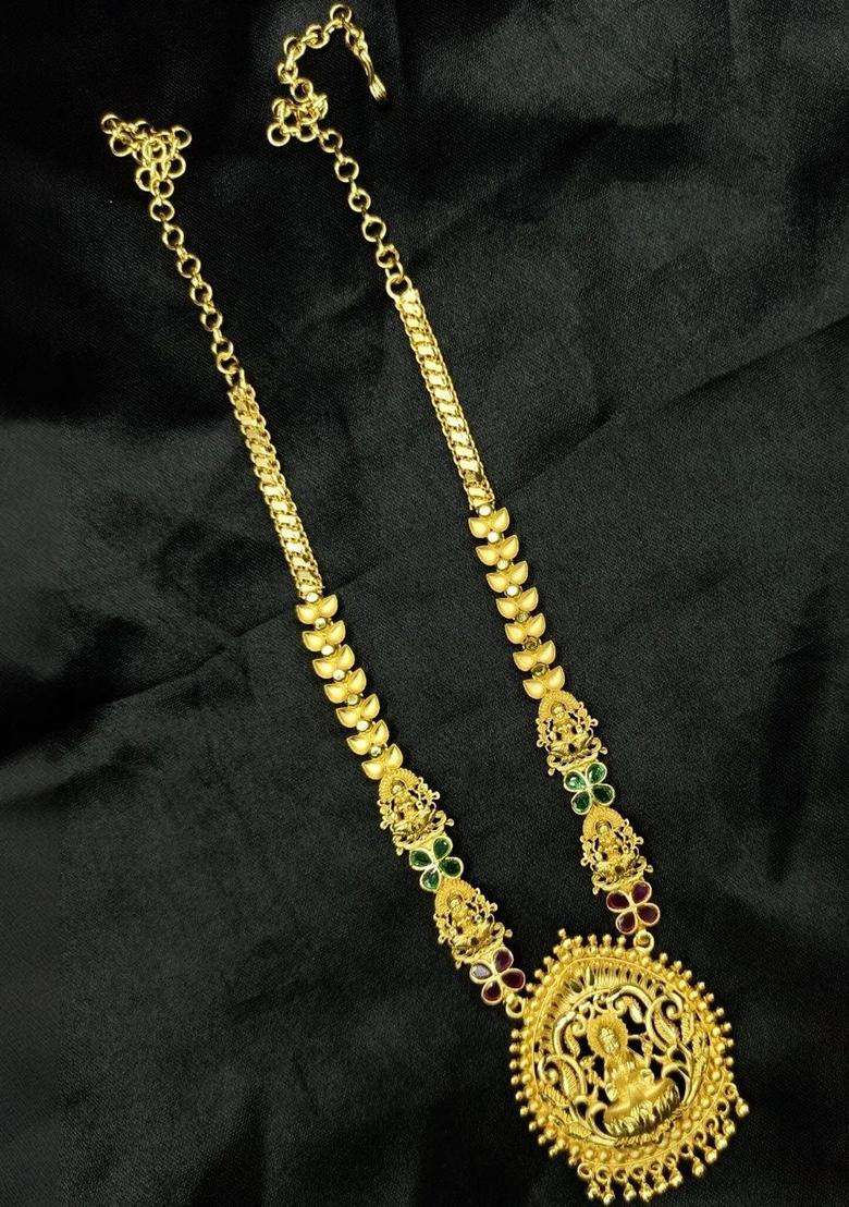 Copper Gold-Plated Cubic Zirconia for Women | Traditional Temple Jewellery for Wedding & Festive Wear | Gift for Her - Indya