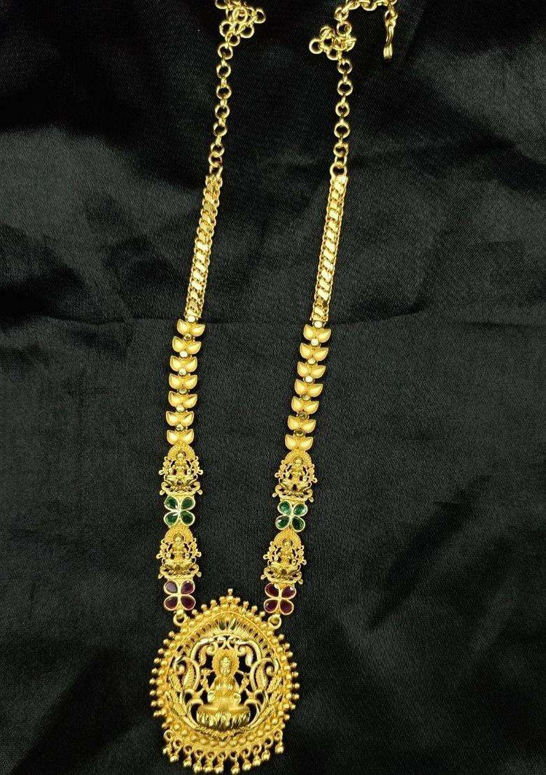 Copper Gold-Plated Cubic Zirconia for Women | Traditional Temple Jewellery for Wedding & Festive Wear | Gift for Her - Indya
