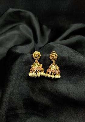 Gold-Plated Dome Shaped Jhumkas Earrings for Women | Traditional Temple Jewellery for Wedding & Festive Wear | Gift for Her