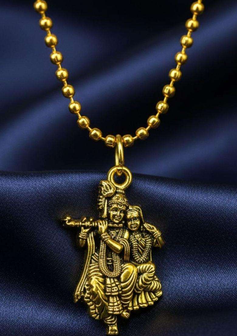 Silver-Plated Pendants with Chains for Men & Women | Traditional Temple Jewellery for Wedding & Festive Wear | Festive Gift - Indya