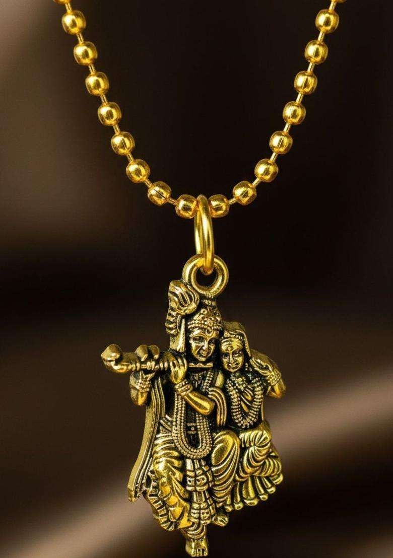 Silver-Plated Pendants with Chains for Men & Women | Traditional Temple Jewellery for Wedding & Festive Wear | Festive Gift - Indya