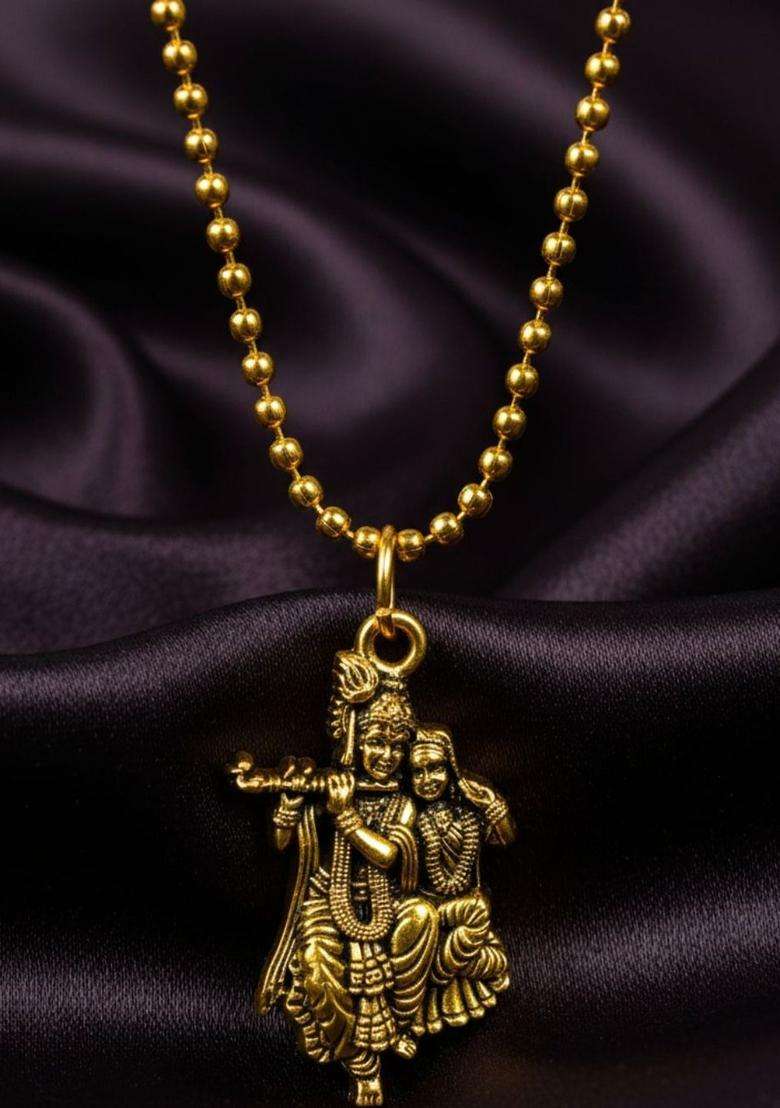Silver-Plated Pendants with Chains for Men & Women | Traditional Temple Jewellery for Wedding & Festive Wear | Festive Gift - Indya