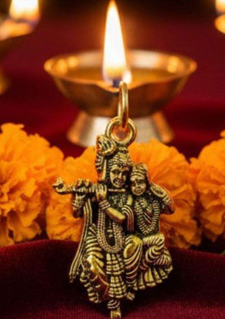 Silver-Plated Pendants with Chains for Men & Women | Traditional Temple Jewellery for Wedding & Festive Wear | Festive Gift - Indya