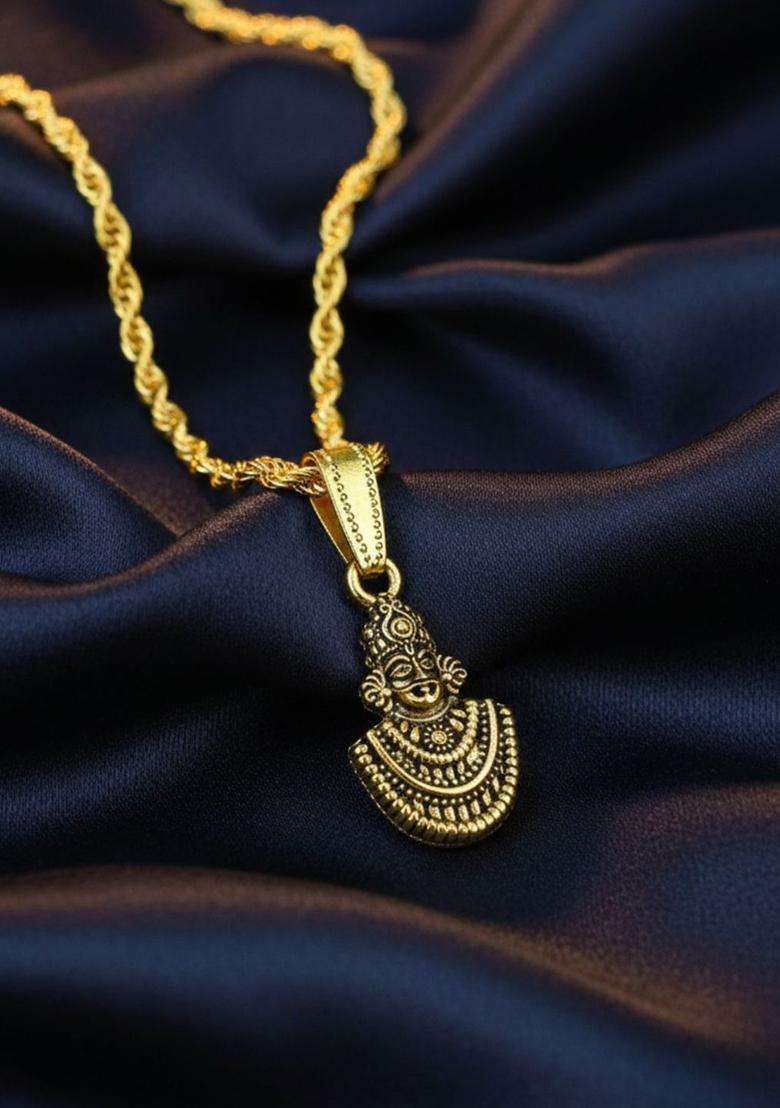 Silver-Plated Pendants with Chains for Men & Women | Traditional Temple Jewellery for Wedding & Festive Wear | Festive Gift - Indya