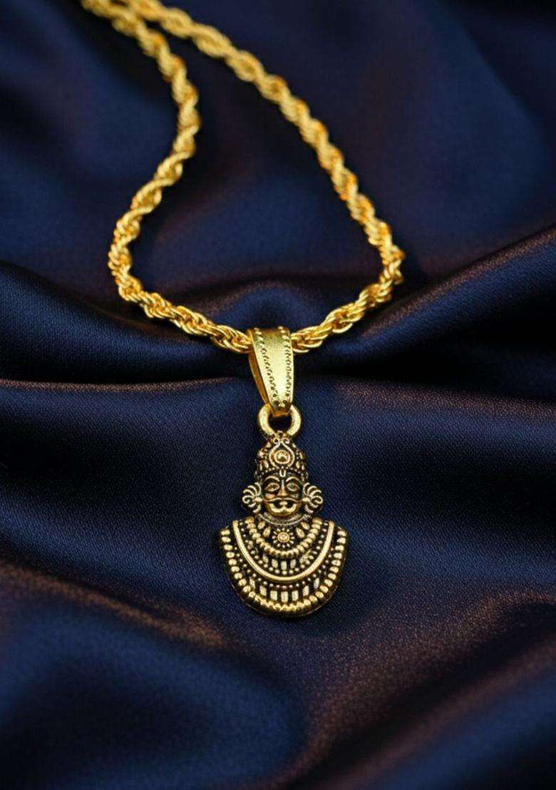 Silver-Plated Pendants with Chains for Men & Women | Traditional Temple Jewellery for Wedding & Festive Wear | Festive Gift - Indya