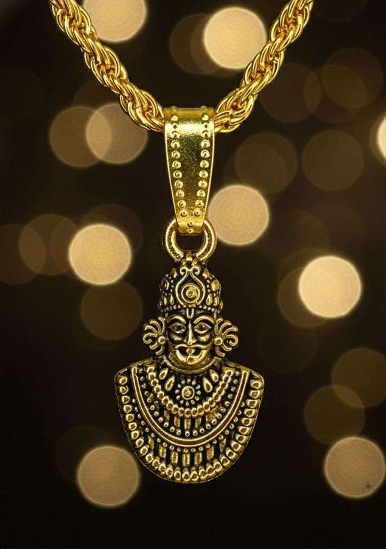 Silver-Plated Pendants with Chains for Men & Women | Traditional Temple Jewellery for Wedding & Festive Wear | Festive Gift - Indya