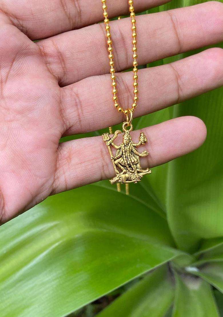 Rhodium-Plated Quirky Pendant with Chain for Men & Women | Traditional Temple Jewellery for Wedding & Festive Wear | Festive Gift - Indya
