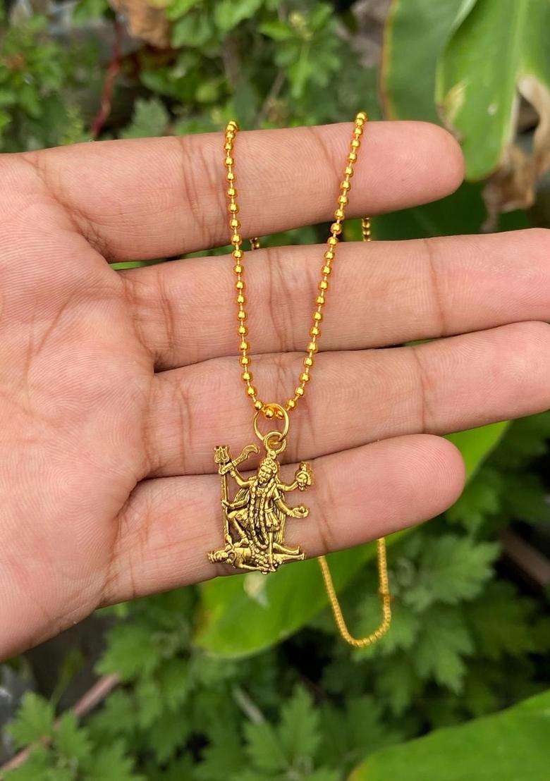 Rhodium-Plated Quirky Pendant with Chain for Men & Women | Traditional Temple Jewellery for Wedding & Festive Wear | Festive Gift - Indya