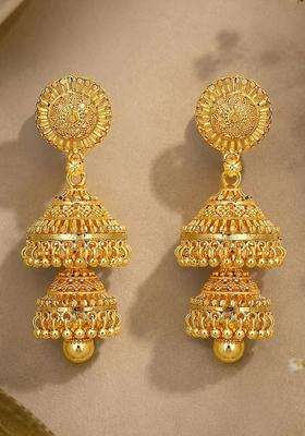 Gold-Plated Circular Jhumkas Earrings for Women | Traditional Temple Jewellery for Wedding & Festive Wear | Gift for Her